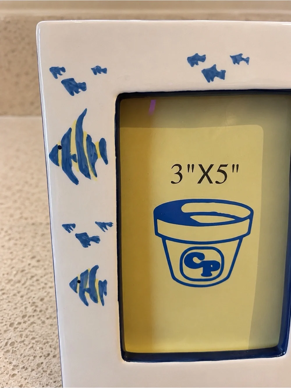 Hand-Painted Fish 3x5 Picture Frame - Blue & Yellow